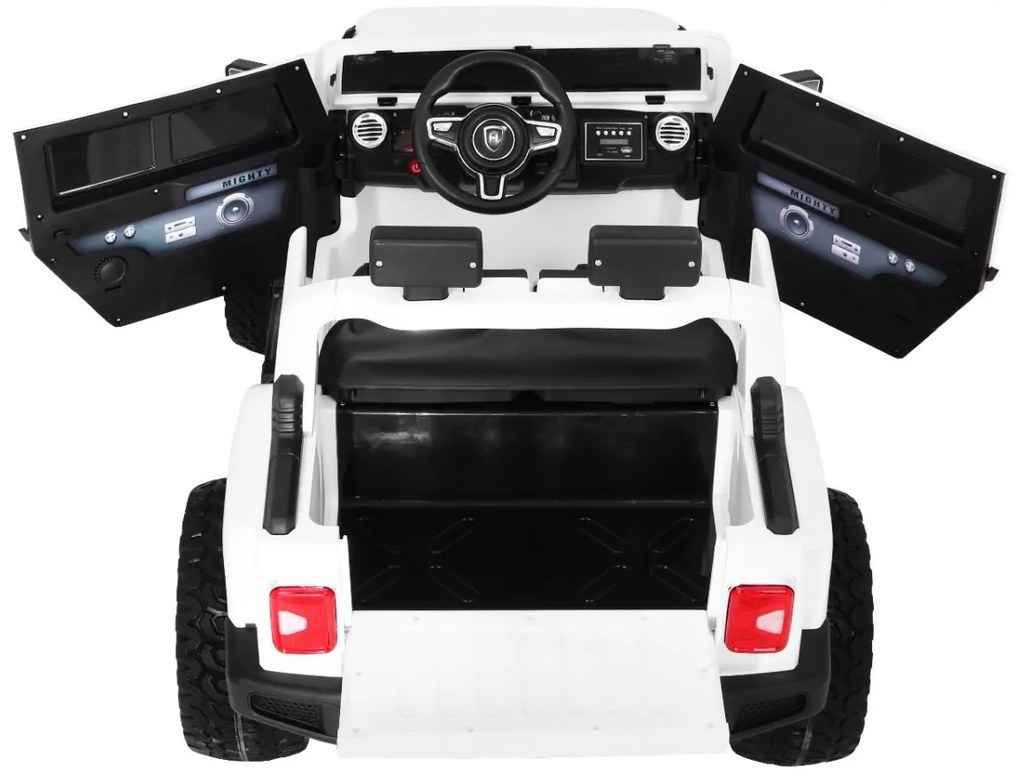 RAMIZ ELEKTRICKÉ AUTÍČKO MIGHTY JEEP 4x4 - BIELE - 4x45W - 2x12V/7Ah - 2023