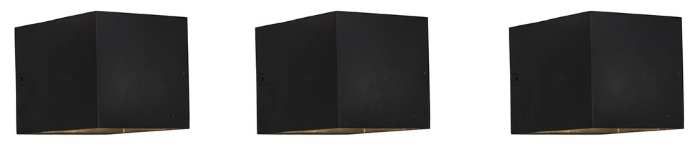 Sada 3 moderných nástenných svietidiel čiernych - Transfer