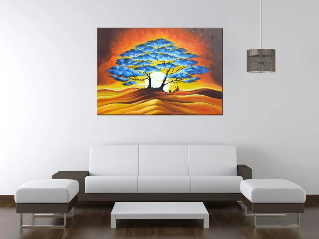 Gario Ručne maľovaný obraz Odpočinok pod modrým stromom Rozmery: 70 x 100 cm