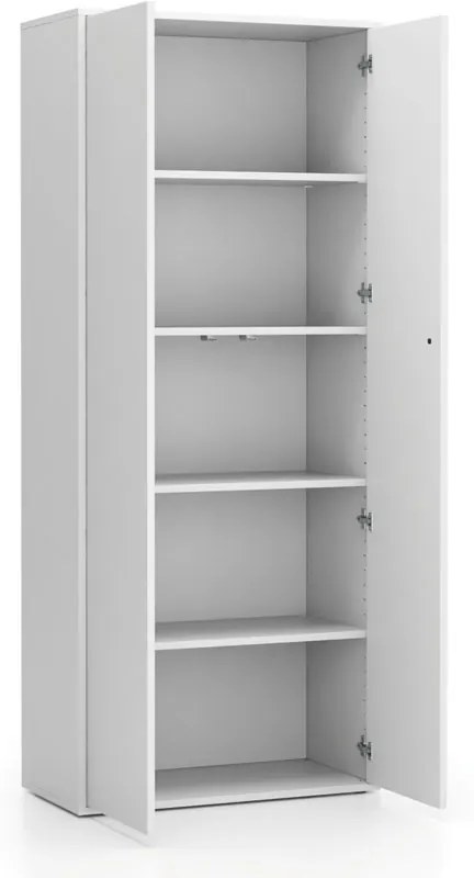 Kancelárska policová skriňa s dverami LAYERS, 800 x 400 x 1905 mm, biela