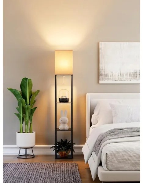 Stojacia lampa s policami 1xE27/40W/230V čierna/biela