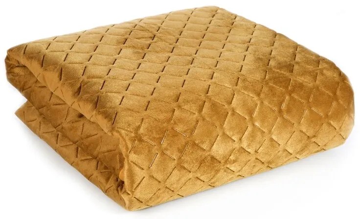 Dekorstudio Zamatový prehoz na posteľ DIMON v medovej farbe Rozmer prehozu (šírka x dĺžka): 200x220cm
