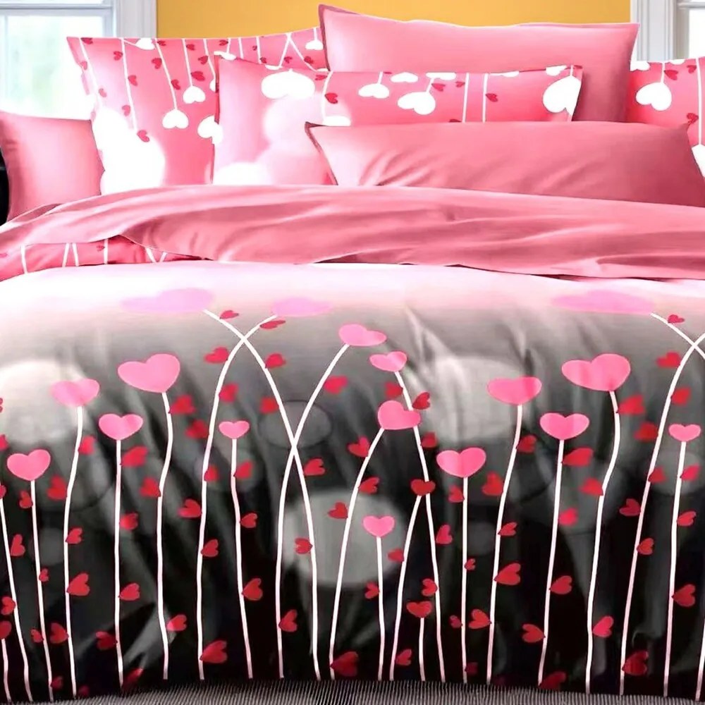 Bavlnené obliečky Homa TELIAN GREY HEARTS 7-dielna sada 140x200 cm