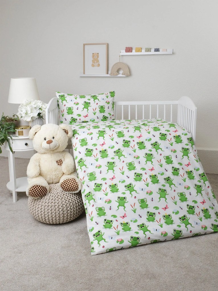Bavlnené obliečky Renforcé do postieľky - Žabky