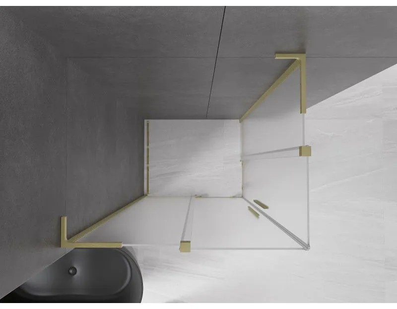 Mexen Velar L Duo, sprchový kút s posuvnými dverami 90 x 80 cm, 8mm sklo námraza, zlatá matná, 871-090-080-02-33-55