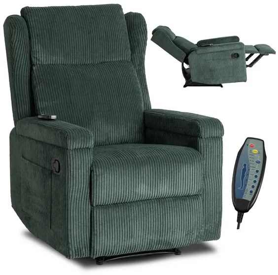 Masážne kreslo ANDREA, zelený menčester