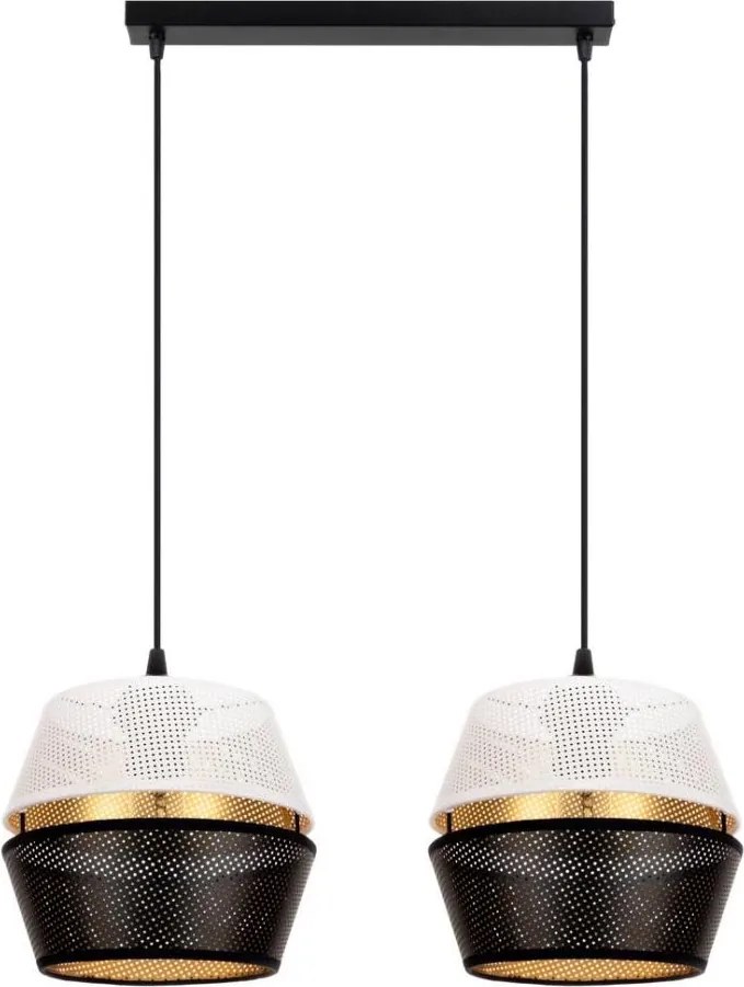 Luster na lanku PARIS 2xE27/60W/230V biela/čierna/zlatá