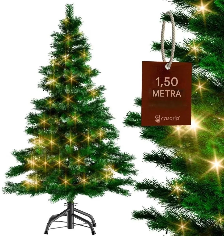 InternetovaZahrada Umelý vianočný stromček 150 cm + svetelná reťaz