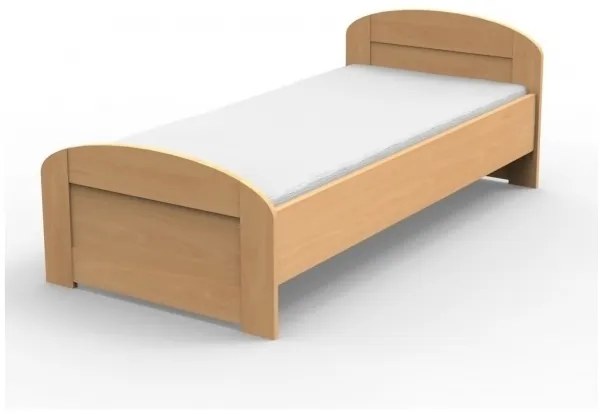 TEXPOL Jednolôžková posteľ PETRA s oblým čelom pri nohách Veľkosť: 190 x 110 cm, Materiál: BUK morenie tabak