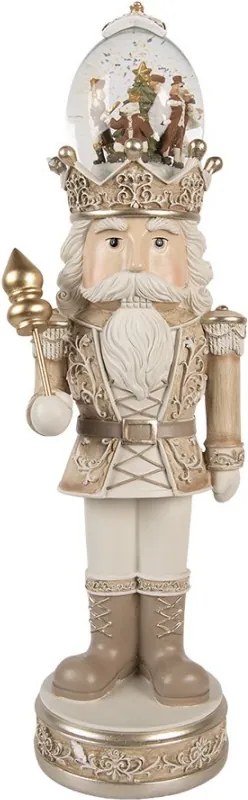 Béžová dekorácia Luskáčik Nutcracker s LED svetielkami - 14*14*49 cm / 3*AA