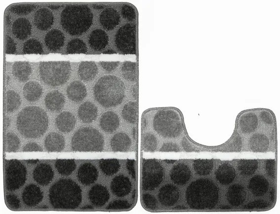 Sada kúpeľňových koberčekov SIENA sivá, pruhy / bodky