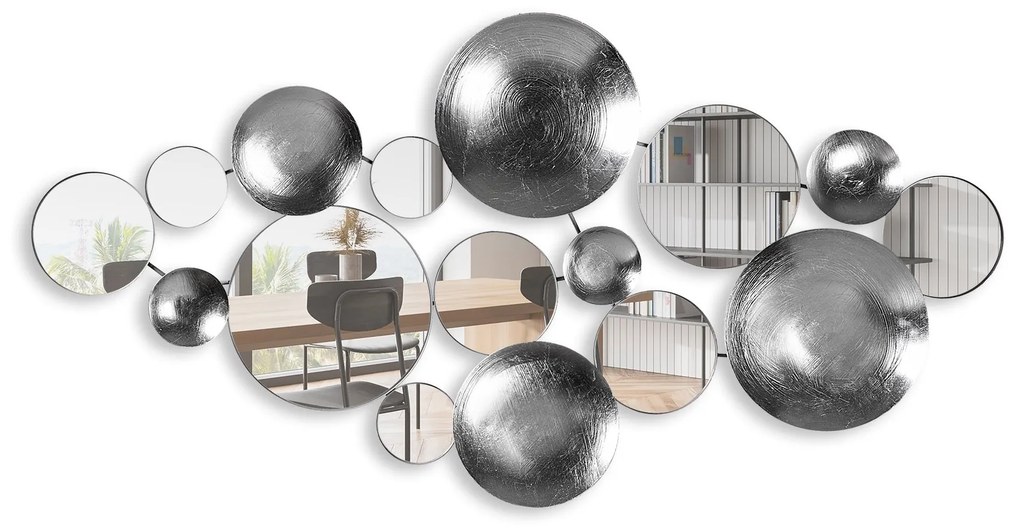 Nástenná kovová dekorácia Infinity 3 strieborná