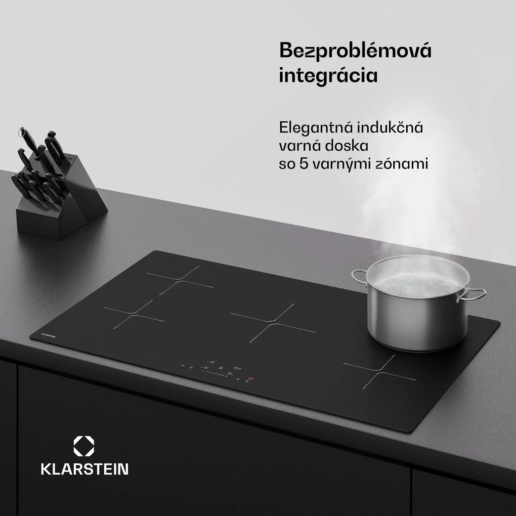 Klarstein PowerGlide indukčná varná doska | Odolná proti poškriabaniu | 5 varných zón | 9800 W | 90 cm