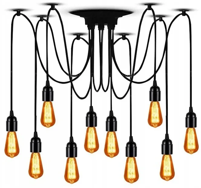 Toolight - Stropná lampa Spider 10xE27, čierna, OSW-00019