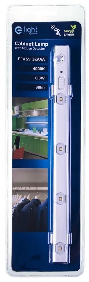 Ecolamp LED svietidlo, 1x LED 0,3w, 4000k, w, pohybový senzor