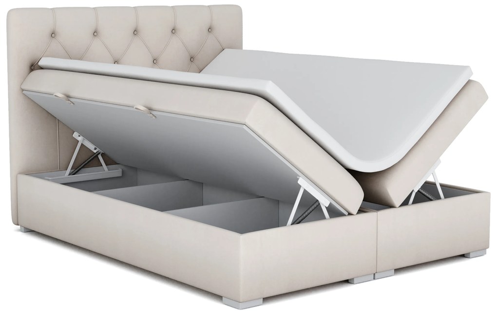 Kontinentálna posteľ 140 cm Ronda (krémová) (s úložným priestorom). Vlastná spoľahlivá doprava až k Vám domov. 1020371