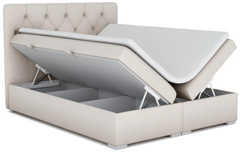 Kontinentálna posteľ 160 cm Ronda (krémová) (s úložným priestorom). Vlastná spoľahlivá doprava až k Vám domov. 1020372