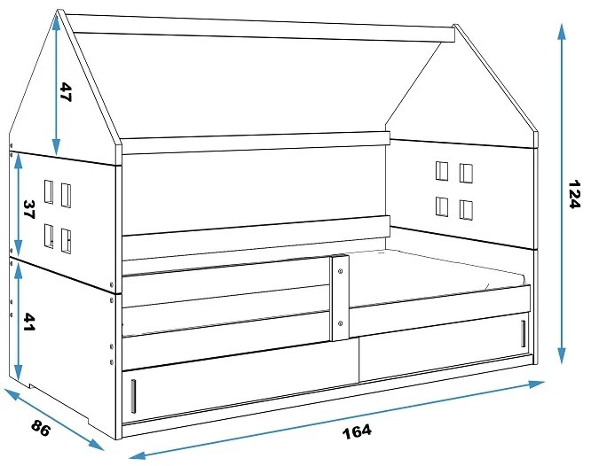 BMS Group Detská posteľ domček DOMI 1 biela - biela 160x80cm