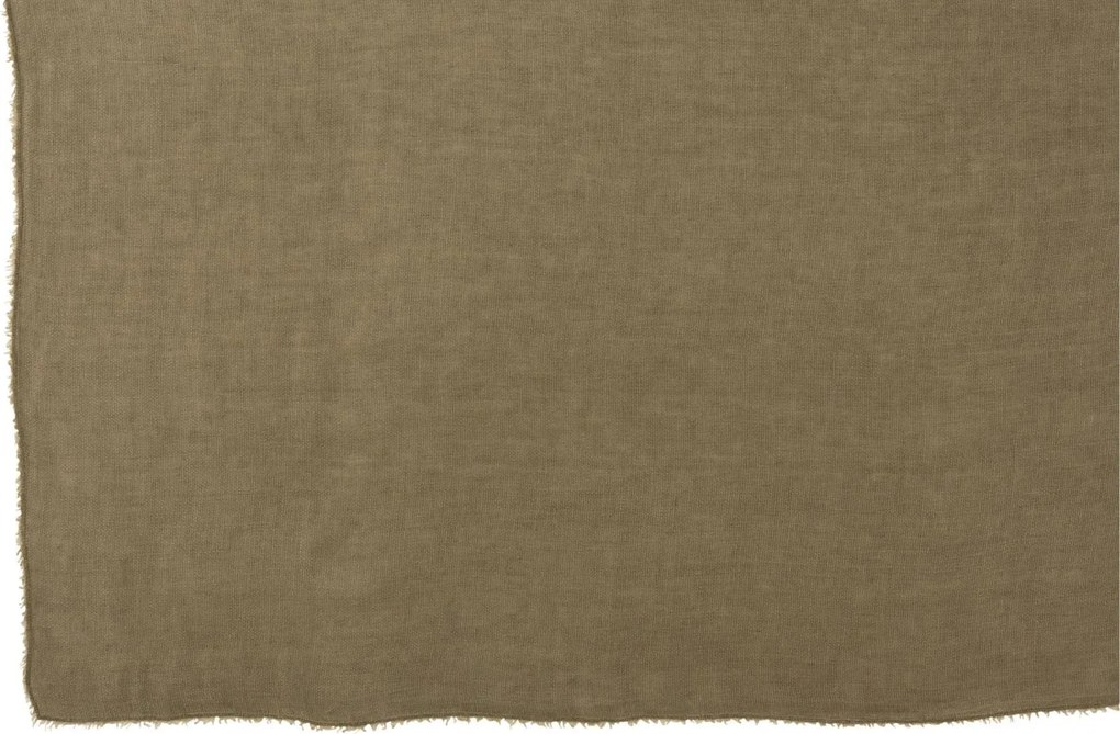 Béžový ľanový pléd / prehoz s třásňovitým lemom - 150 * 200 cm