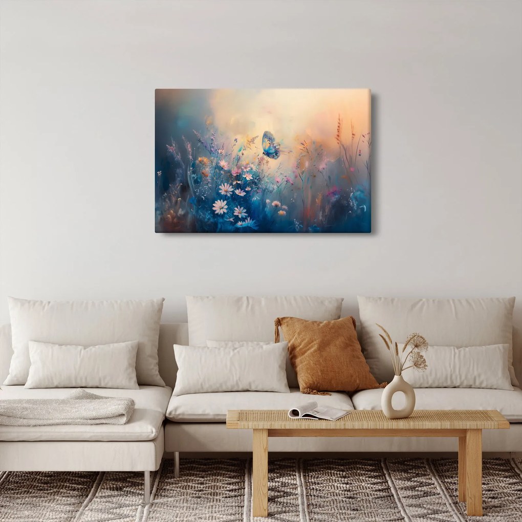 Obraz - Lúka s motýľom (90x60 cm)