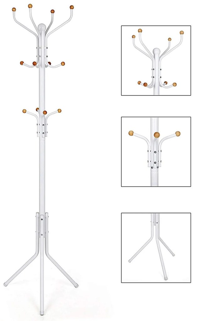 SONGMICS Kovový vešiak na oblečenie 182cm biely