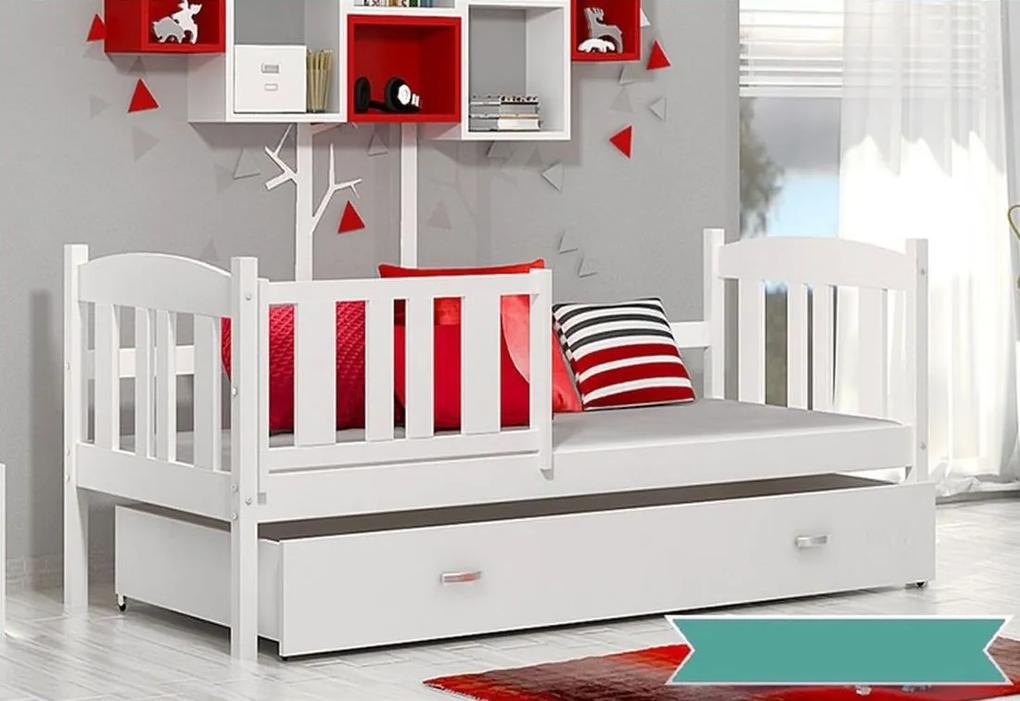 Expedo Detská posteľ KUBA P1 + matrac + rošt ZADARMO, 190x80 cm, biela/biela