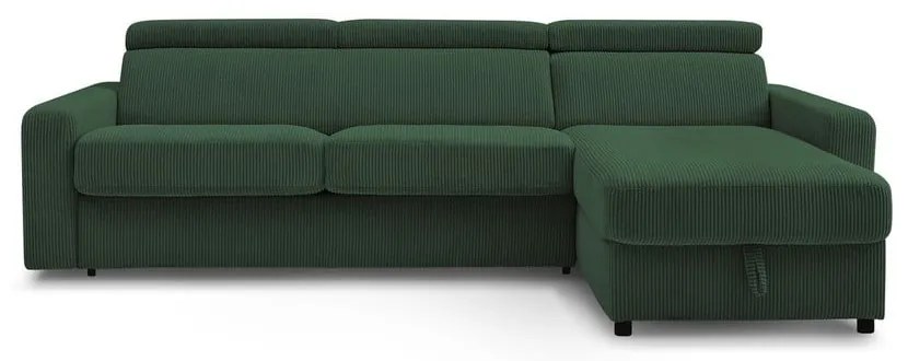 Tmavozelená menčestrová rozkladacia rohová pohovka (variabilná) Monaco – Bobochic Paris