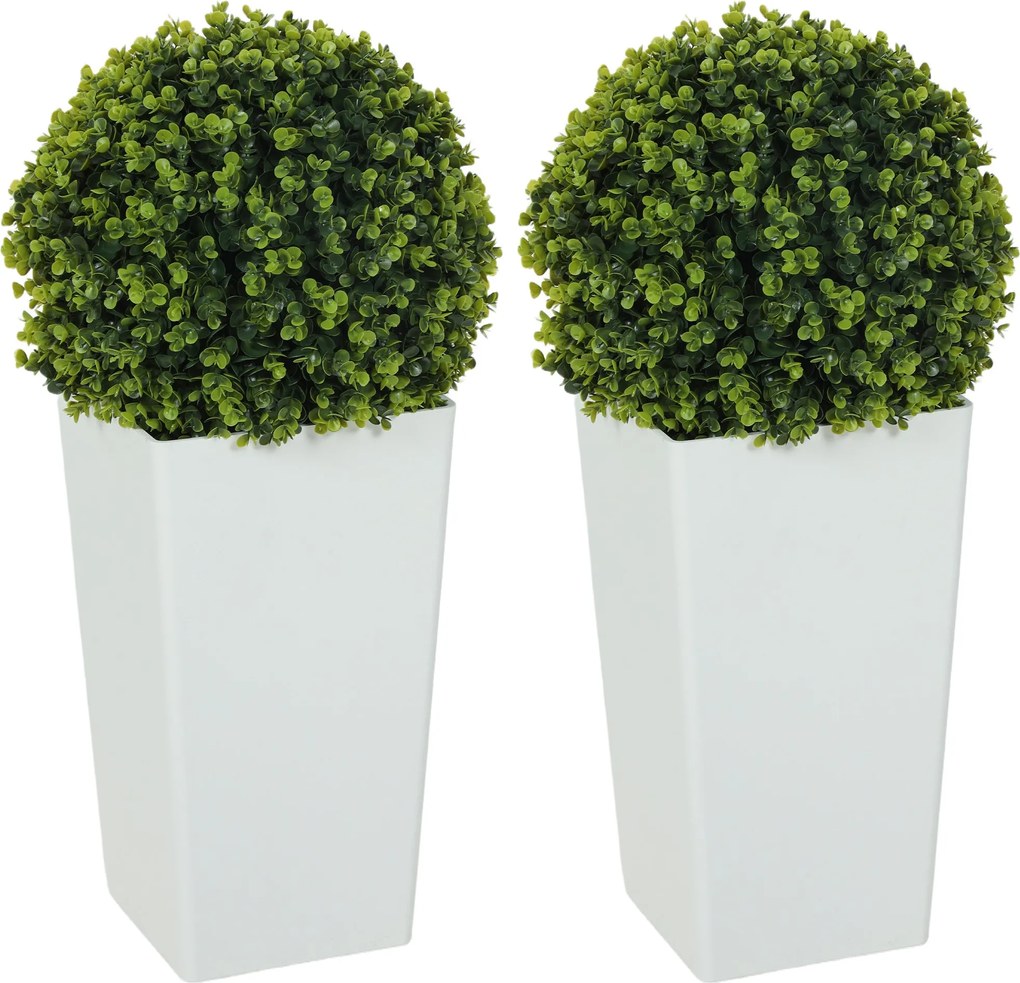 HOMCOM sada 2 umelých eukalyptových topiary, 65 cm, 330 listov, realistické UV-odolné plastové rastliny v kvetináčoch do obývačky, spálne, kancelárie