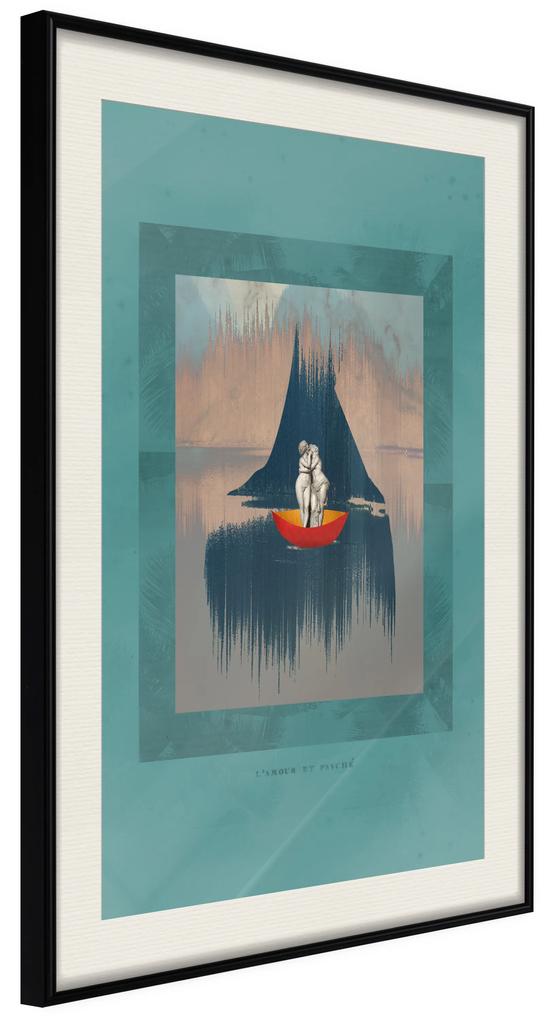 Artgeist Plagát - Couple On Boat [Poster] Veľkosť: 20x30, Verzia: Zlatý rám s passe-partout