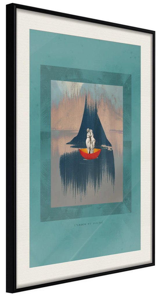Artgeist Plagát - Couple On Boat [Poster] Veľkosť: 40x60, Verzia: Čierny rám s passe-partout