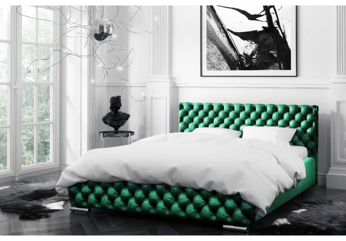 Čalúnená posteľ Farida s úložným priestorom zelená 180 x 200