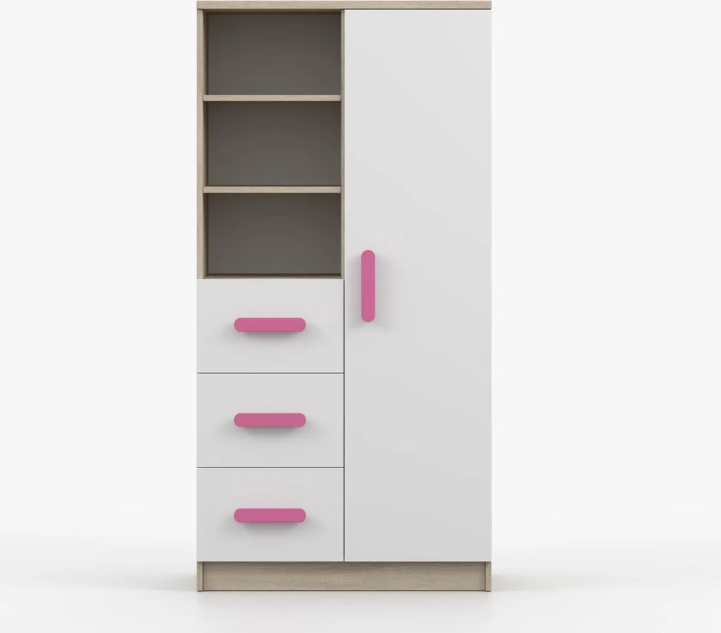 Regál SCOUT - dub sonoma/biely (viac variant)