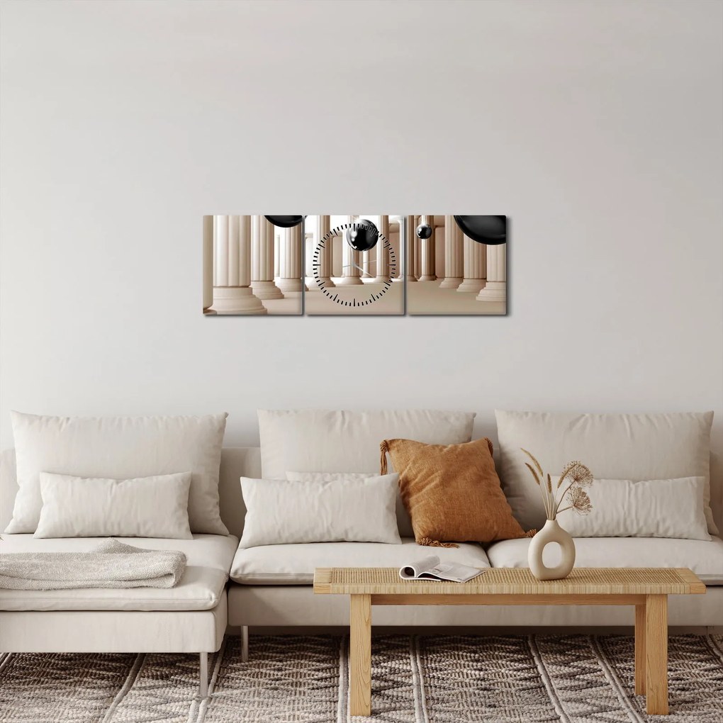 Obraz - Guľa medzi stĺpmi (s hodinami) (90x30 cm)