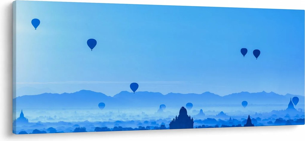 Obraz - Balóny nad krajinou (120x50 cm)