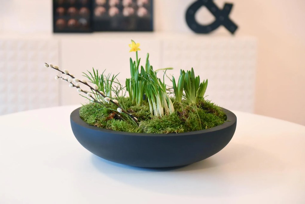 Okrasná miska PLANA, sklolaminát, 43x11 cm, antracit