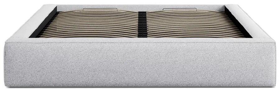 Svetlosivá čalúnená dvojlôžková posteľ s úložným priestorom s roštom 140x200 cm Simon Olivia – Micadoni