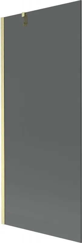 Mexen Next, 1-krídlová vaňová zástena 80 x 150 cm, 6mm šedé sklo, zlatá matná, 895-080-000-00-40-55