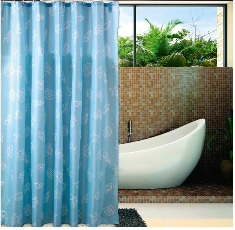 Aqualine Aqualine, Sprchový záves 180x200cm, polyester, modrá, mušľa, ZP006