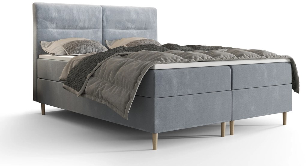 Manželská posteľ Boxspring 140 cm Saruta (svetlomodrá) (s matracom a úložným priestorom). Akcia -21%. Vlastná spoľahlivá doprava až k Vám domov. 1047353