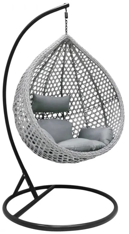 Závesné ratanové hojdacie kreslo SELENA sivé