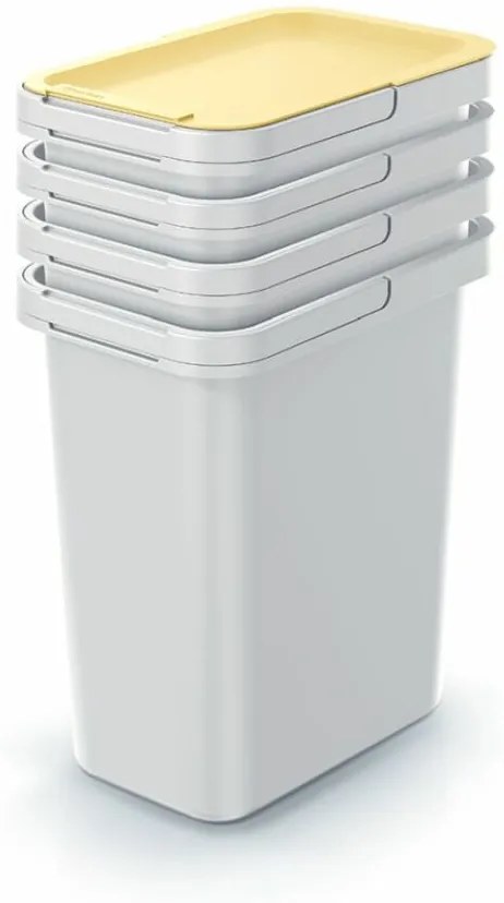 Odpadkový kôš SYSTEMA set, popolavo šedý objem 4 x 12l