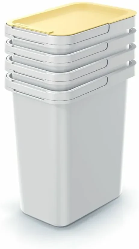Odpadkový kôš SYSTEMA set, popolavo šedý objem 4 x 12l