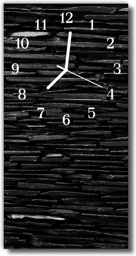 Sklenené hodiny vertikálne  Kamenná múr čierna