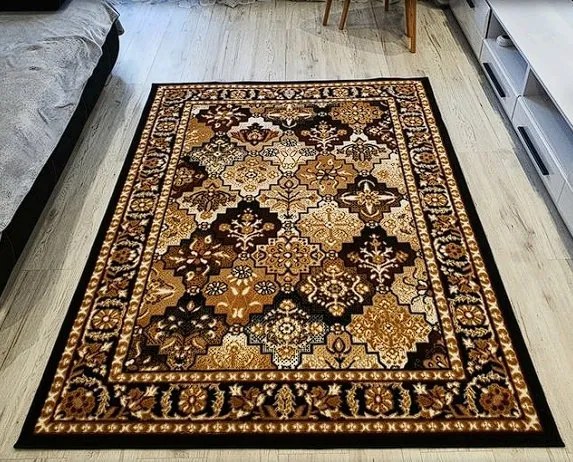 Klasický orientálny koberec Shiraz BCF Aztek – hnedo-čierny Rozmer: 80x150 cm