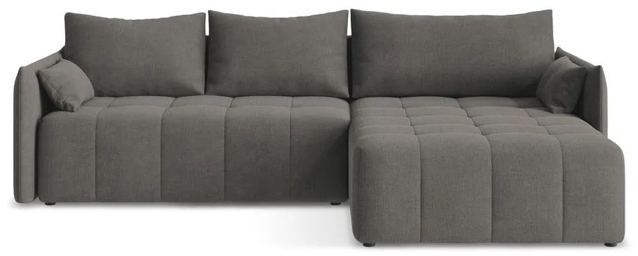 Tmavosivá rozkladacia/s úložným priestorom rohová pohovka (pravý roh/s leňoškou) Moku – Makamii