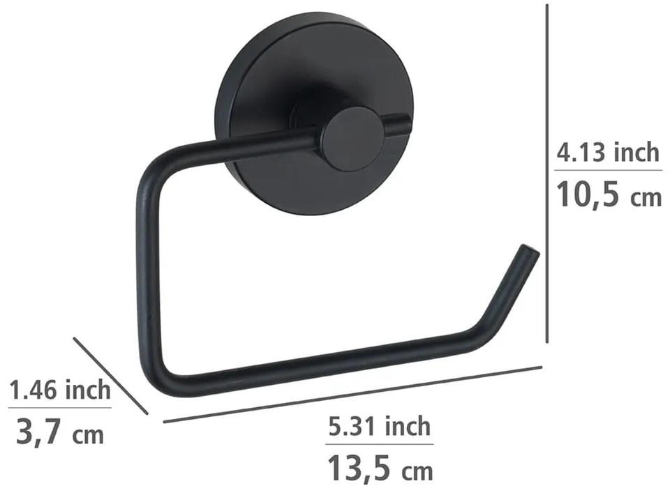 Čierny držiak na toaletný papier Wenko Vacuum-Loc® Milazzo