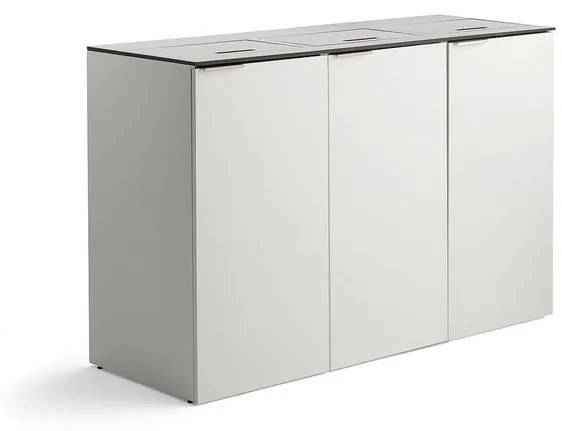 Koše na triedenie odpadu CELSIUS, biely, 120L + 90L kôš, 4x21L + 4x10L box