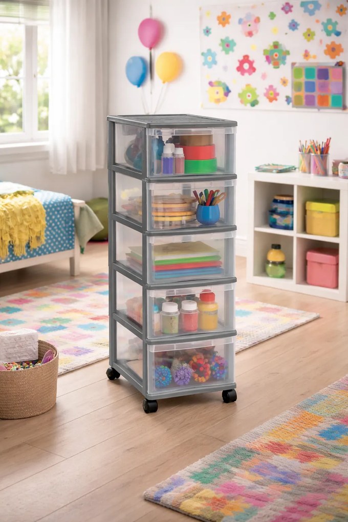 SUNDIS Úložný box s 5 zásuvkami, antracit, OFFICEMIX - MAXI