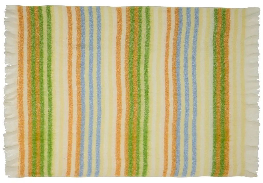 Žltá/zelená deka s prímesou vlny 140x200 cm Loom – Hübsch