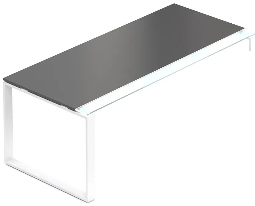 Stôl Creator 200 x 90 cm, biela podnož, 1 noha, antracit